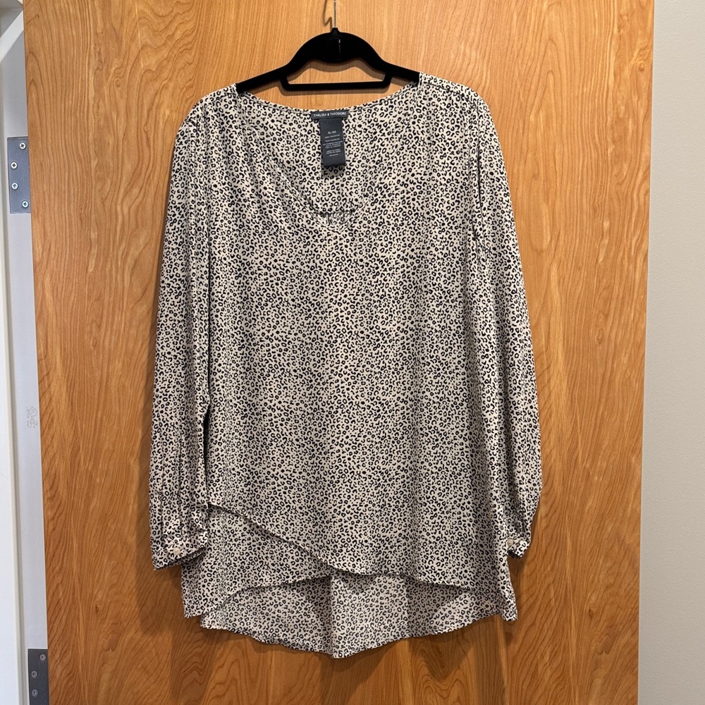 Chelsea & Theodore Animal Print Blouse - Black and Cream
